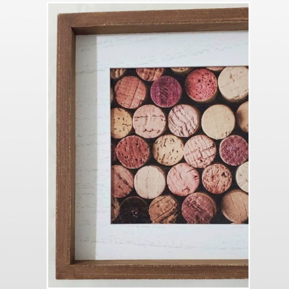 New Room & Retreat Wall Art Wine Corks Wood Framed Brown Picture Box Sign Décor - Picture 5 of 14